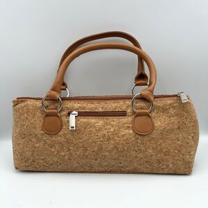 Primeware Cork Insulated Wine Bag Purse Carrier Zipper Close with Corkscrew